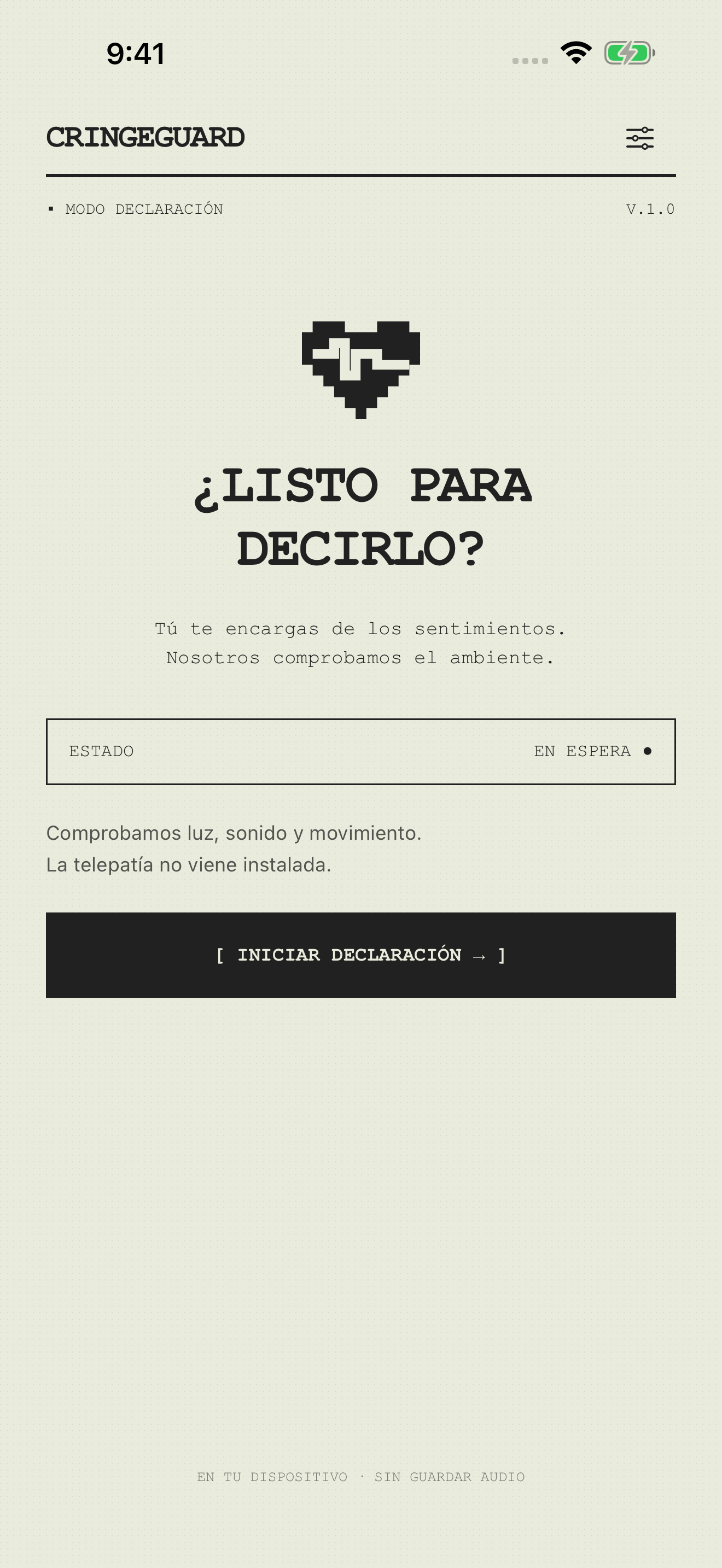 Pantalla real de la app · Español